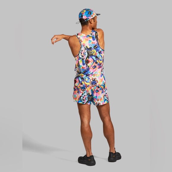 Janji Men’s Pinnacle Ultra Singlet Running Tank Top - Flower Trippy -Size Medium - Picture 12 of 12